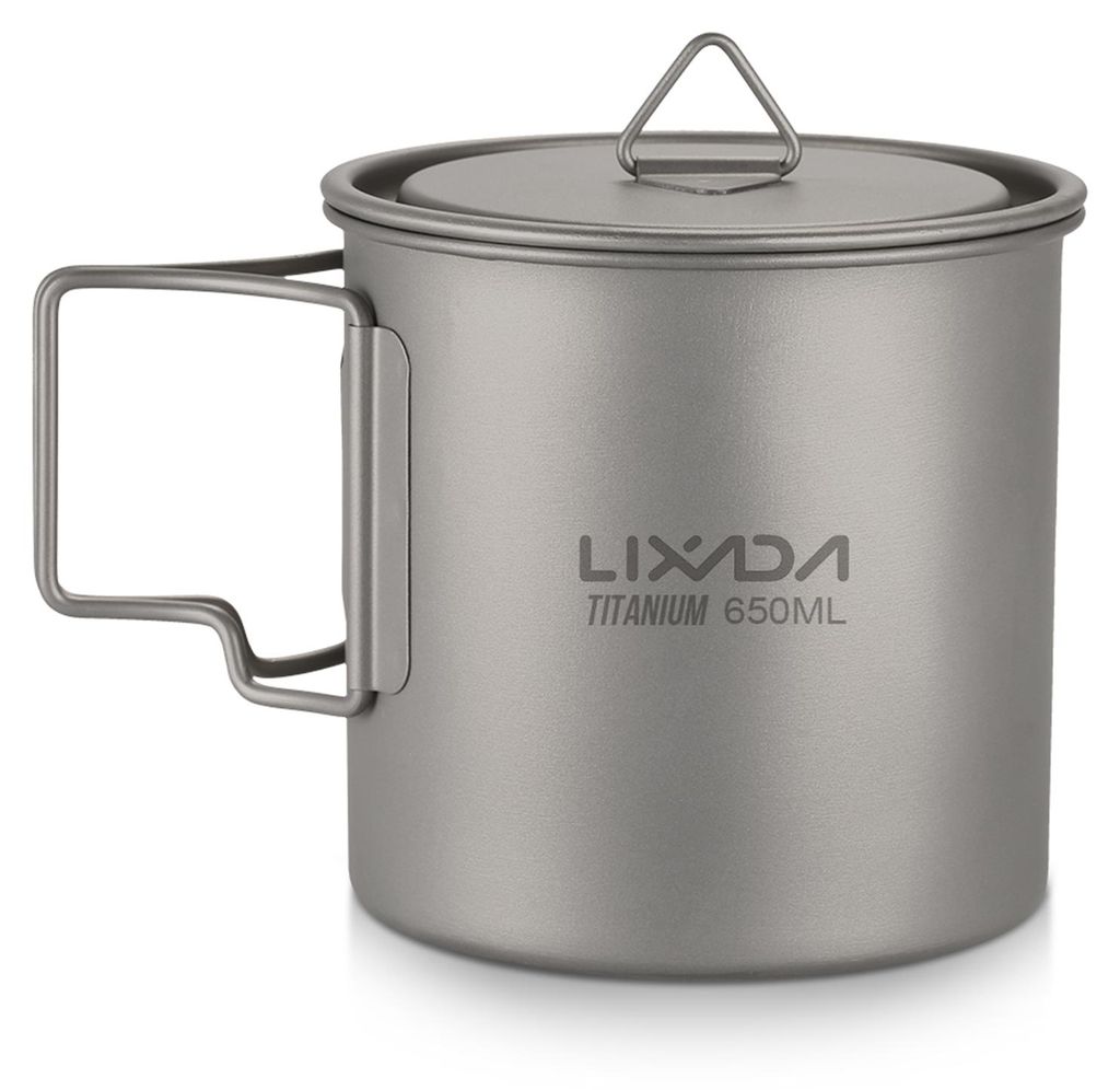 Ultraleichter Titanbecher fš¹r den Au?enbereich, tragbar, fš¹r Camping, Picknick, Wasserbecher mit faltbarem Griff, 300 ml/350 ml/450 ml/550 ml...