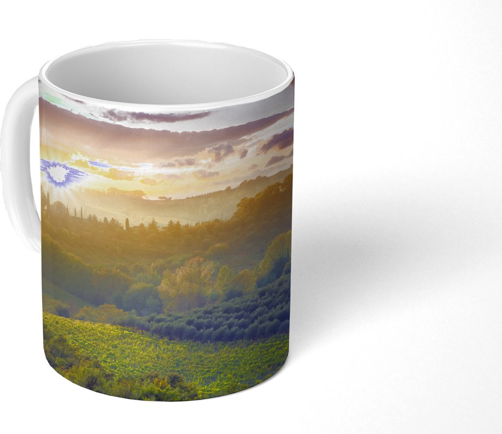 MuchoWow Tasse Kaffeetasse Kaffeebecher 350 ml Toskana - Landschaft - Sonne Teetasse - Fototasse - Becher - Keramikbecher - Teebecher - Kaffeetas...