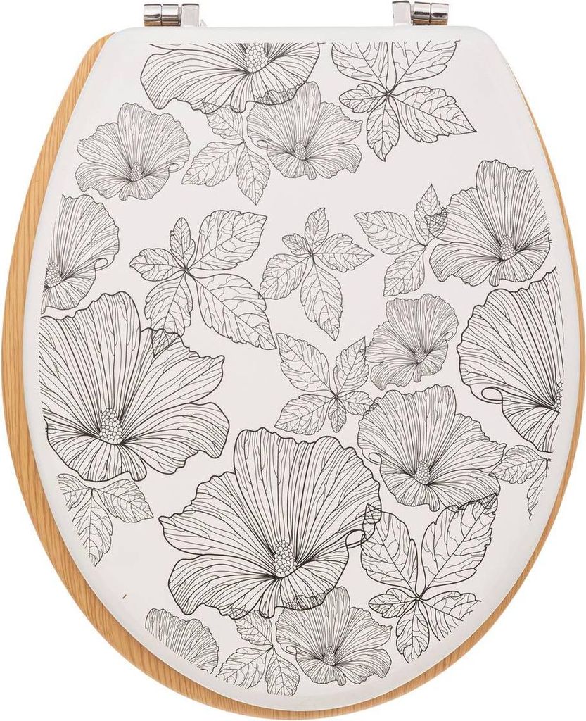 Abattant de Wc "blackflora" noir et blanc en bois laqué - 5 Image du produit 