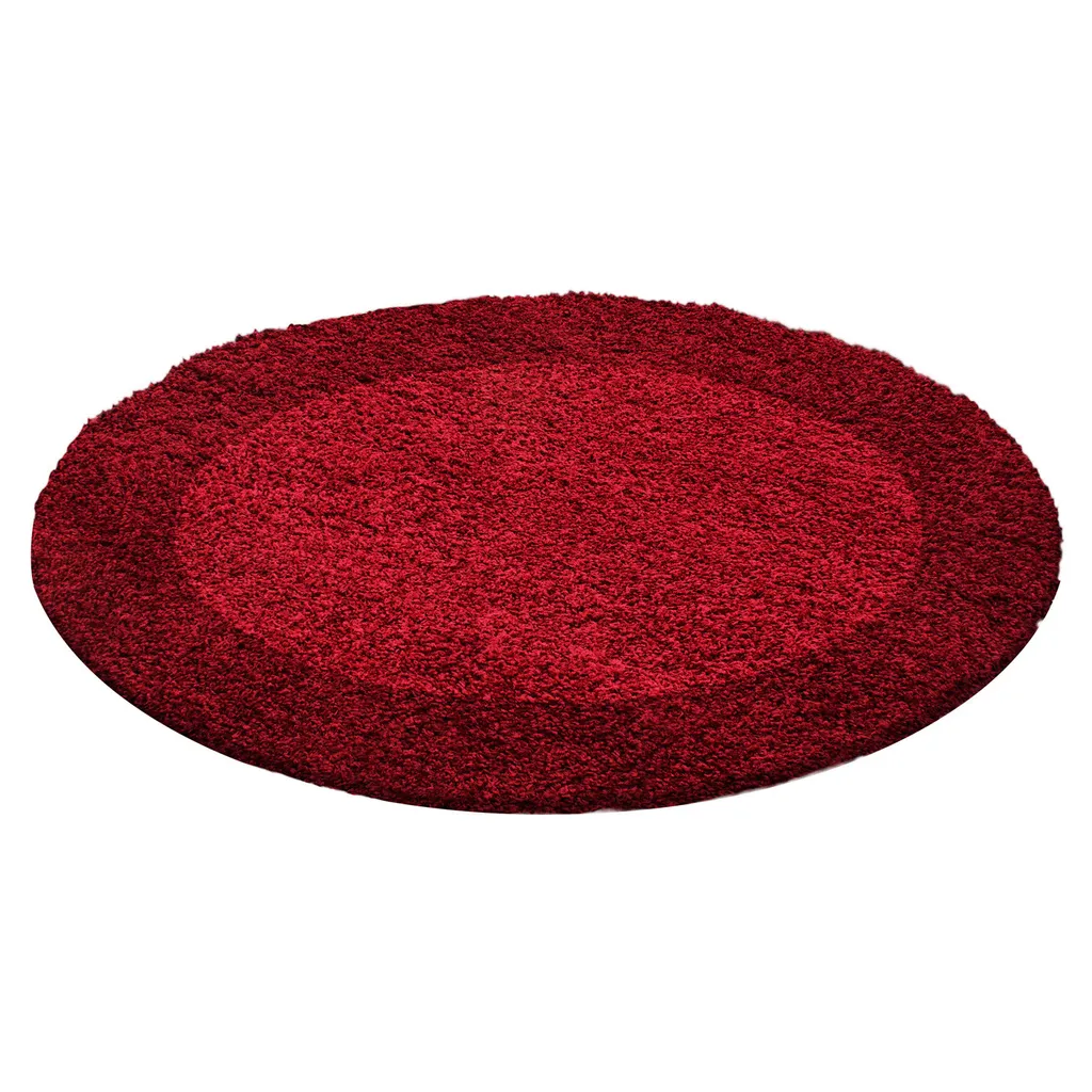 Tapis rouge rond 200cm Life Shaggy - Anti-bruit et confort thermique