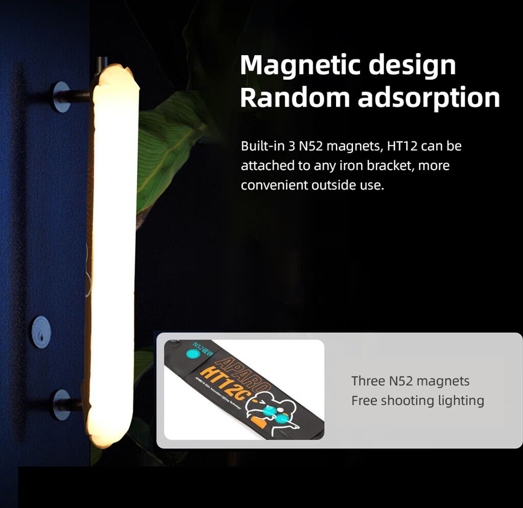 APARO HT-12C Aufblasbarer RGB-Video-Lichtstab, 12 W, handgefuehrter Luftsaeulen-LED-Lichtstab, 2500 K šC 6500 K, dimmbar, 20 FX-Szenen-Lichteffekt...