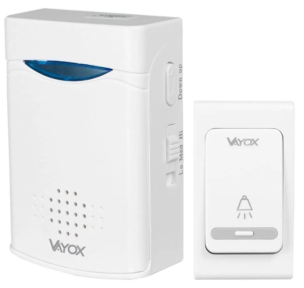 Vayox Kabellose Türklingel VA0243 | 38 Klänge | 130m | max 85dB | Blau/Weiß