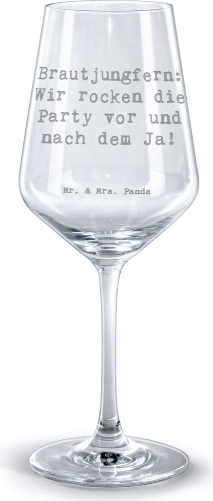 Mr. & Mrs. Panda Weinglas Spruch Brautjungfern Party - Transparent - Geschenk, Rotwein Glas, handgefertigt, Feier, für, Heirat, Geschenke, unverge...