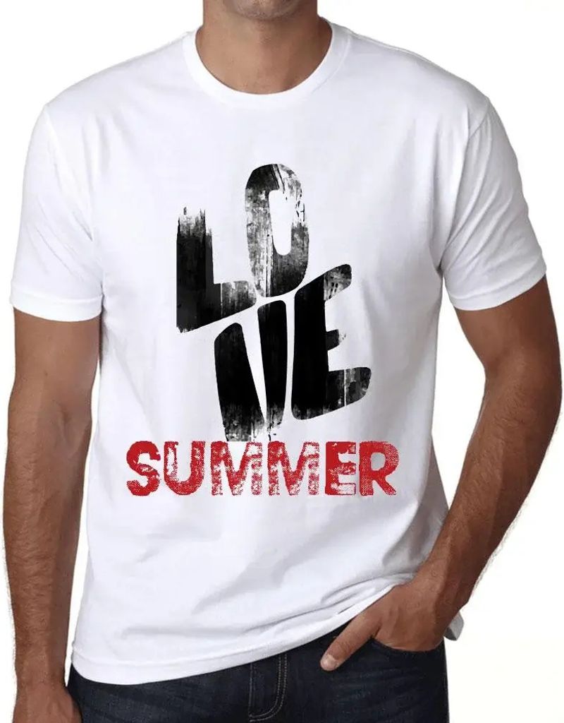 Herren Grafik T-Shirt Liebe Sommer – Love Summer – Öko-Verantwortlich Vintage Jahrgang Kurzarm Lustige Druck Geburtstag Geschenk Mann