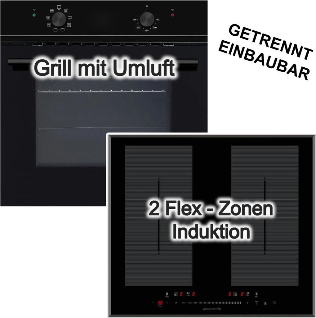Wolkenstein Herdset ECO Funktion + Induktionskochfeld autark 2 Doppel-Flexzonen