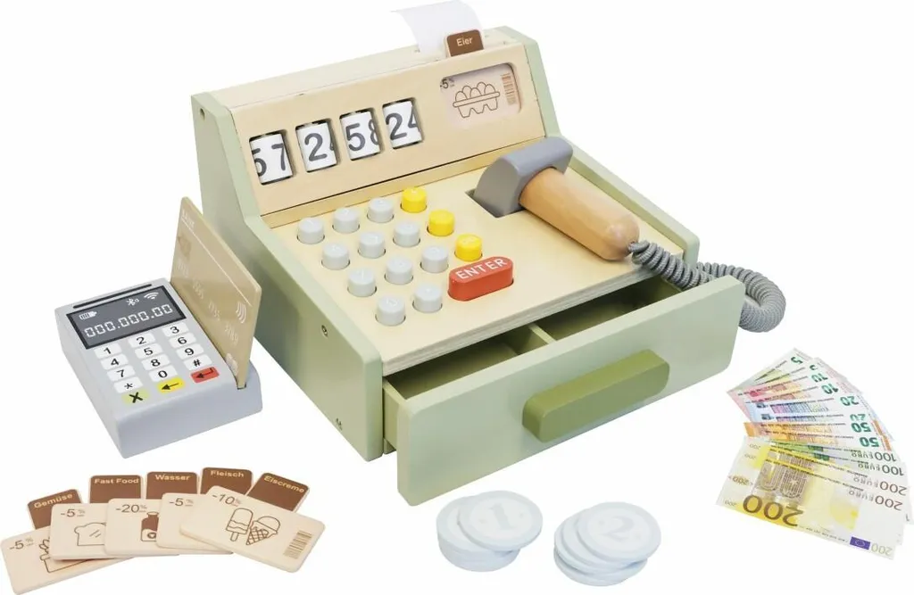 Caisse Enregistreuse en Bois SMK Éducative - Marchandise pour Apprendre