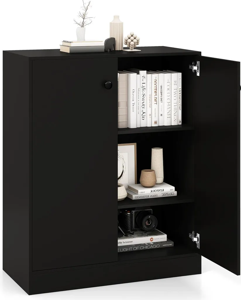 COSTWAY Sideboard Noir 72x34x85,5cm - Armoire Buffet avec Étagères