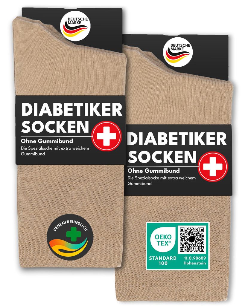 6 Paar Diabetiker Socken ohne Gummi 97% Baumwolle Damen Produktbild 