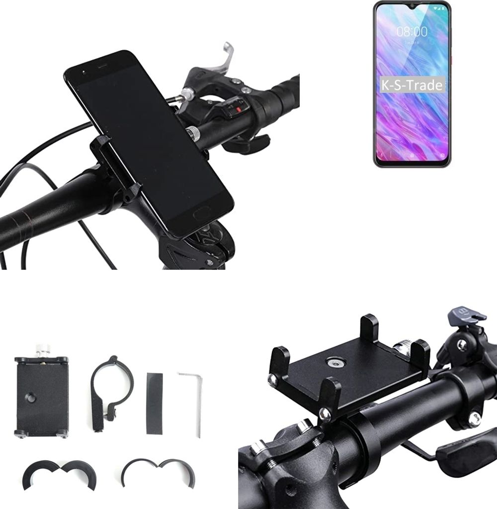 K-S-Trade Handyhalterung für das Fahrrad kompatibel mit ZTE Blade 20 Smart Halter Lenkstange Fahrradhalterung Motorrad Bike Mount Befestigung