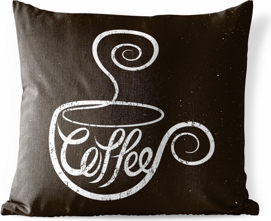 MuchoWow Outdoor Kissen - Kaffee - Zitate - Vintage - Kreidetafel - Sprüche - 40x40 cm - Wetterfest - Lounge Kissen - Kopfkissen - Interieur - P...