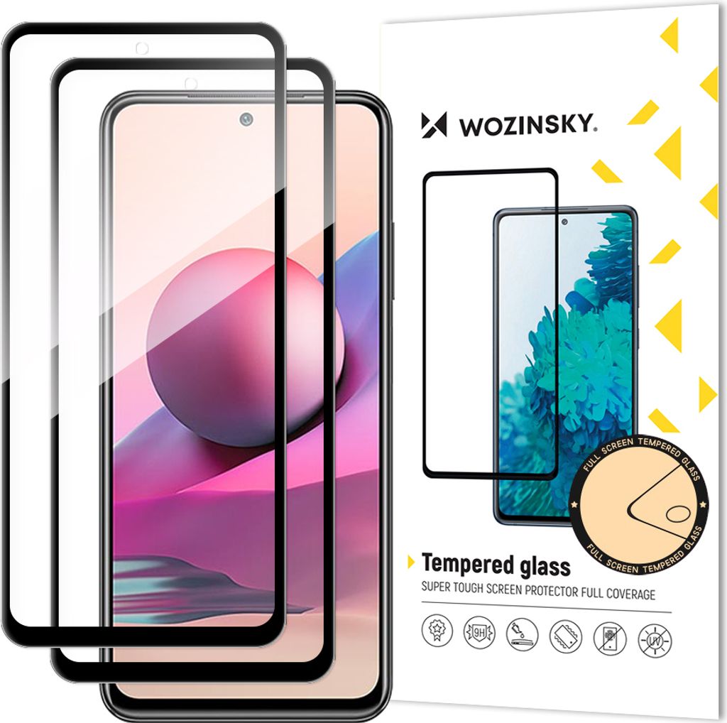 2x Wozinsky Gehärtetes Glas für Xiaomi Redmi Note 10/10S/11 Global/11S - Schwarz KP29753
