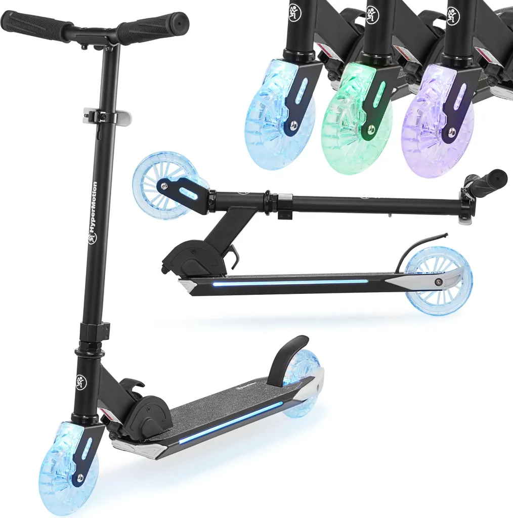 Trottinette pliable enfant pour trajets d'école avec roues LED et guidon réglable