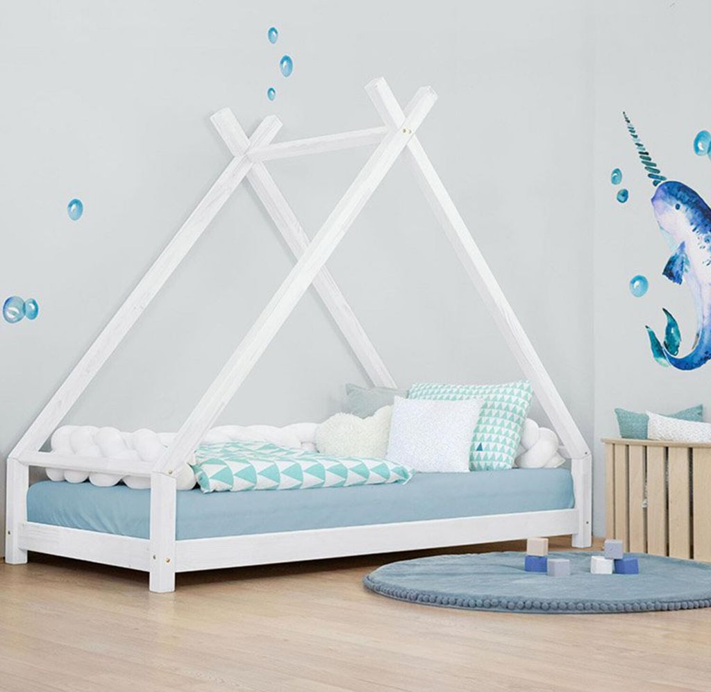 Kinderhausbett TAHUKA in Tipi-Form 120x200 cm Weiß