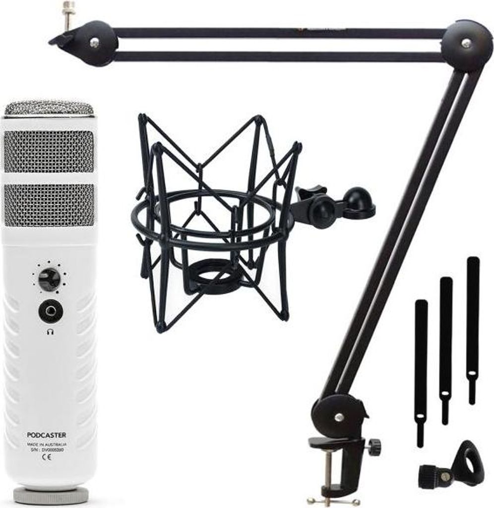 Rode Podcaster Mikrofon mit keepdrum Gelenkarm und Spinne Schwarz