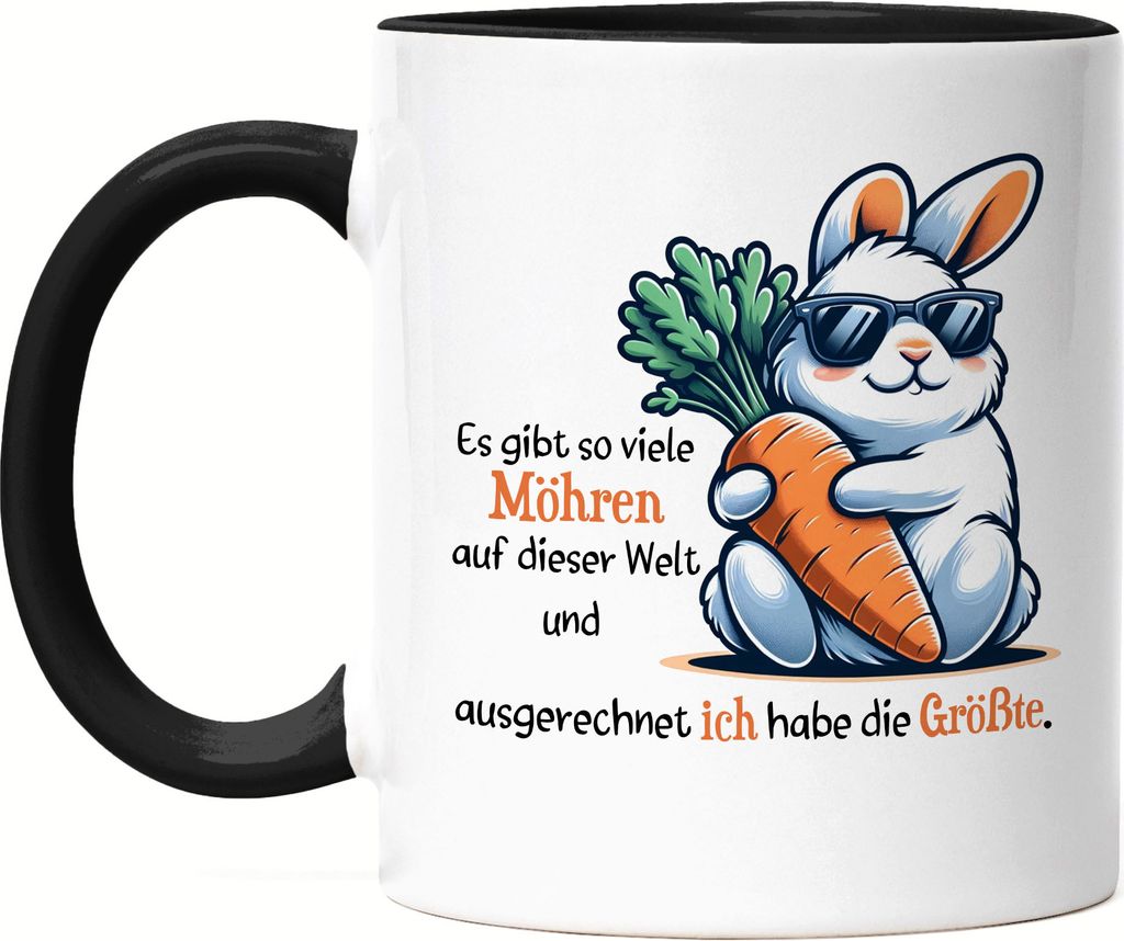 Es gibt so viele Möhren Hase Tasse Schwarz Fun Beziehung Produktbild 