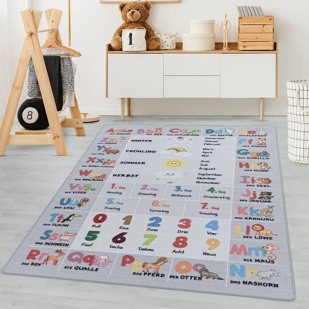 Tapis de Jeu Alphabet pour Chambre Enfant Doux et Pratique 80x120 cm