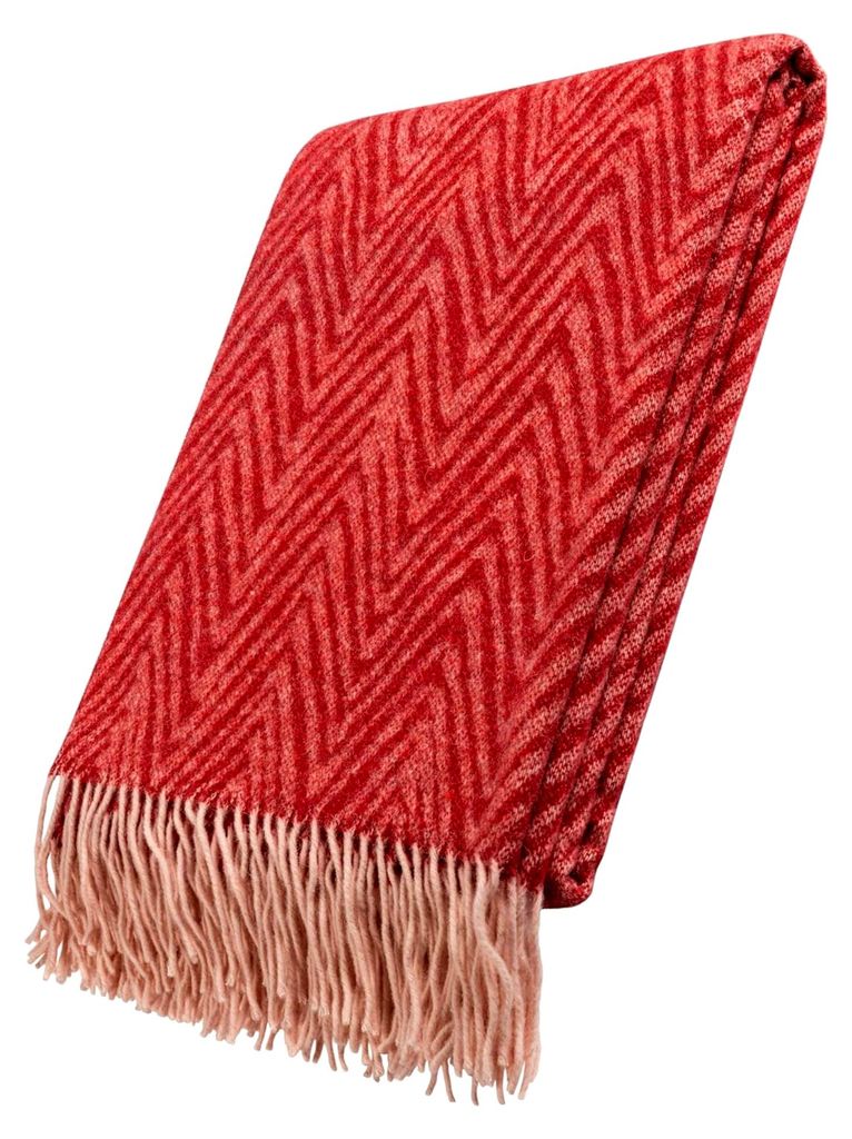 Lyon Wolldecke 140 x 200 cm - Plaid Decke - Merino Wolldecke (Rot)