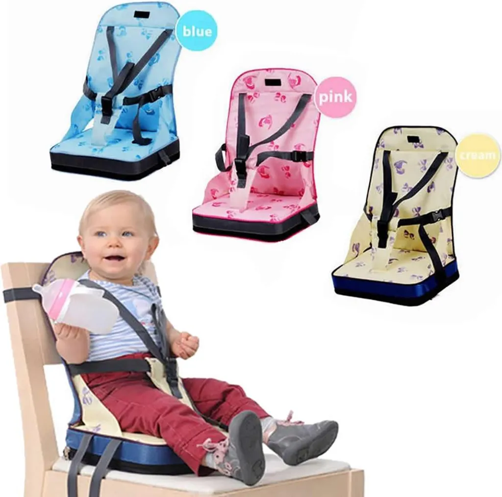 Réhausseur de voyage bébé pliable avec bandoulière de sécurité gris - 5