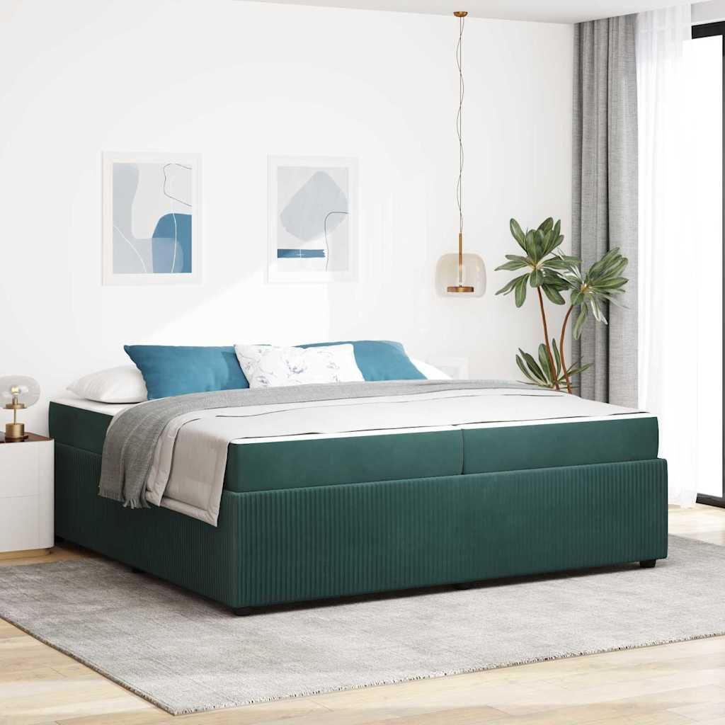 Maison Exclusive - Bettrahmen mit Matratze Dunkelgrün 200 x 200 cm Stoff