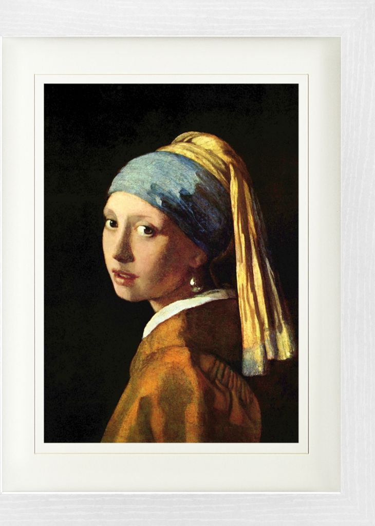 Johannes Vermeer Gerahmtes Bild Mit Edlem Passepartout | Wand-Bilder | Im Bilderrahmen - Das Mädchen Mit Dem Perlenohrring, 1665 (40 x 30 cm)