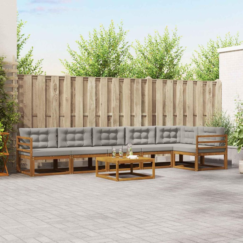 Outdoor-Sofagarnitur mit Kissen (7 pcs)- CLORIS - Natürlich und Hellgrau - Gartensofas C134