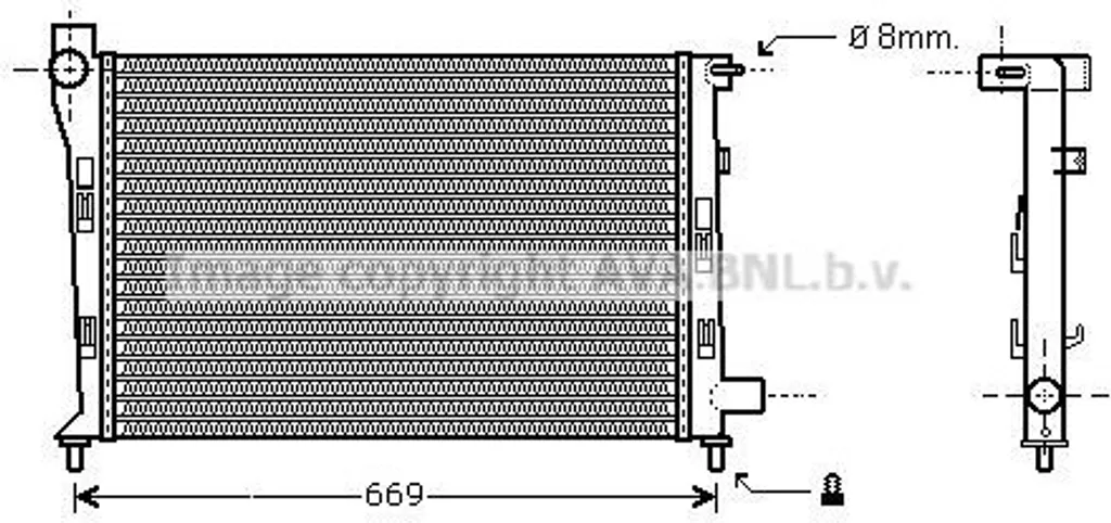 Radiateur Moteur PRASCO MS2281 pour Classe A W168 - OE 1685001102