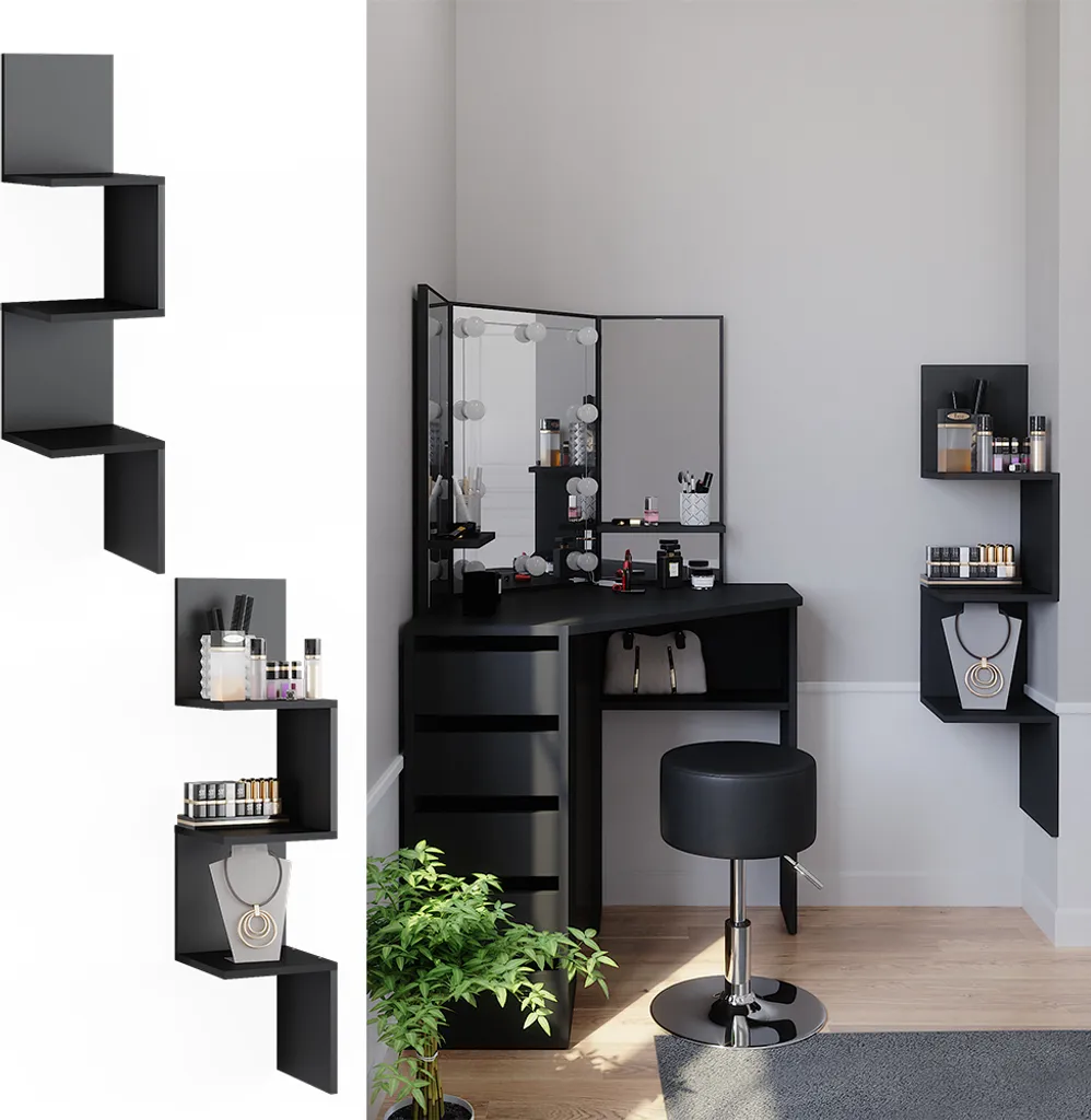 Meuble d'angle de salon Vicco Paolo Noir 28cm idéal pour petits coins