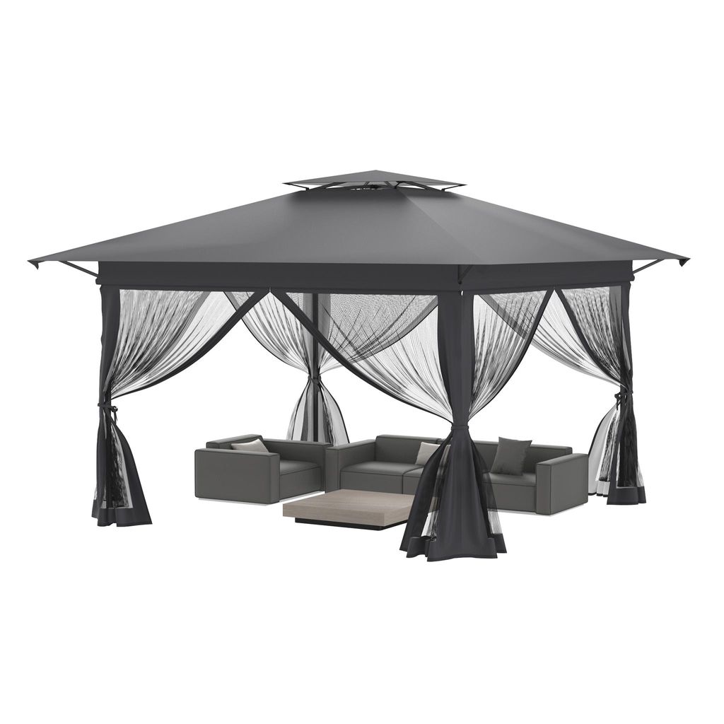 QEENTOE 4x4m Pop-Up Gartenpavillon Metall mit Produktbild 