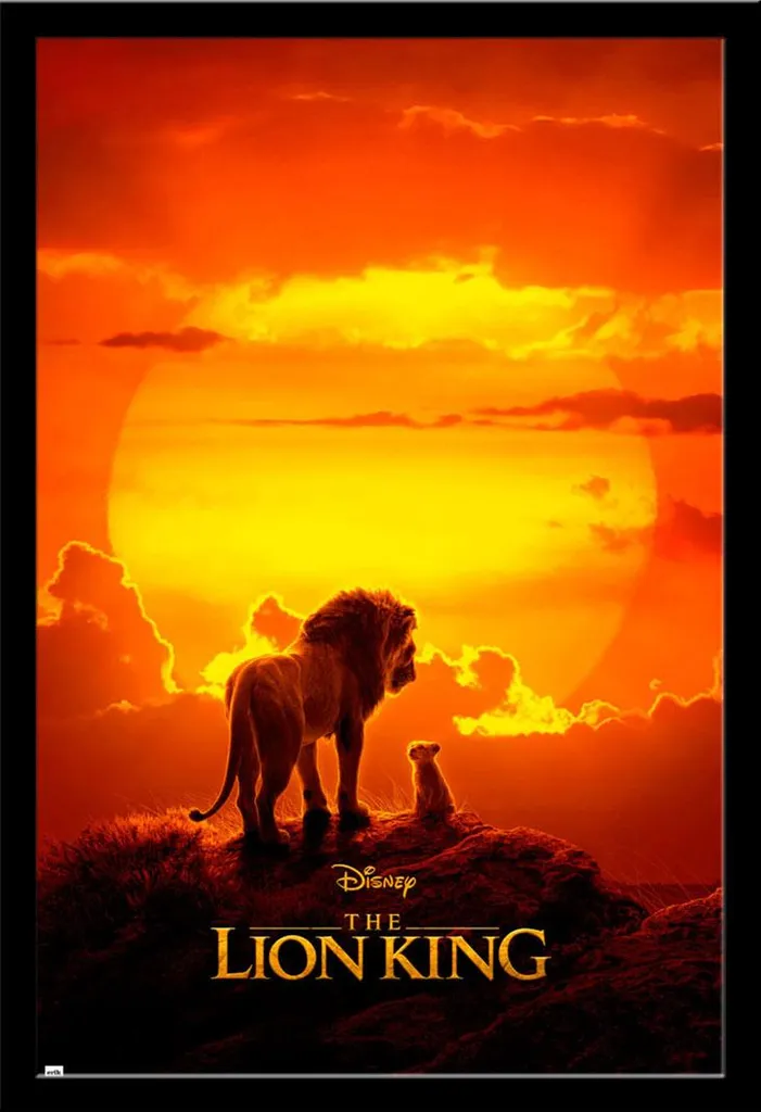 Affiche Le Roi Lion Poster Maxi avec Cadre Noir Shinsuke MDF 61x91,5 cm
