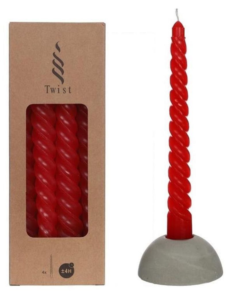 Kerzen Gedreht Rot | H: 19cm (4 Stück) [IFS-32231] Produktbild 