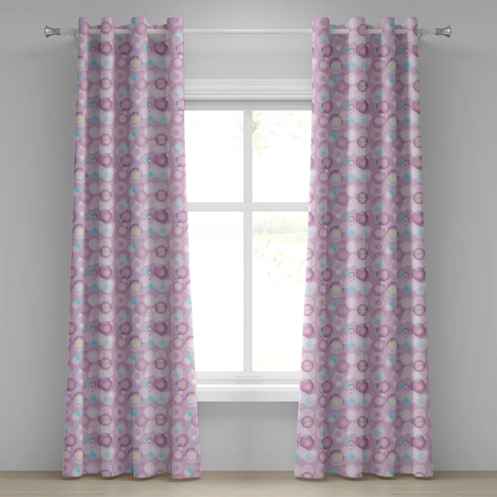 Rideaux décoratifs 2 panneaux 280x245 cm design boules modernes violet