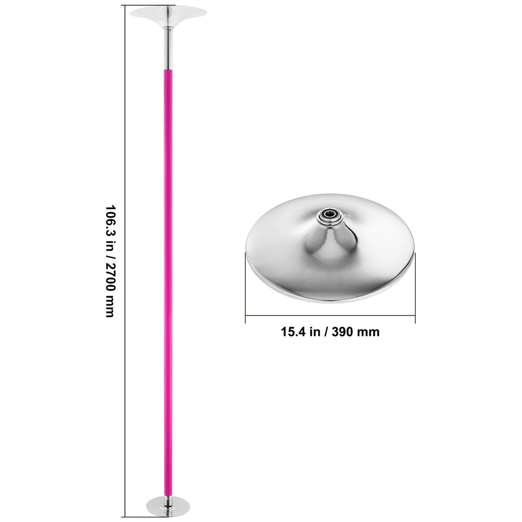 Barre de Pole Dance Portable Rose - Kit de Danse Verticale Amovible - 8