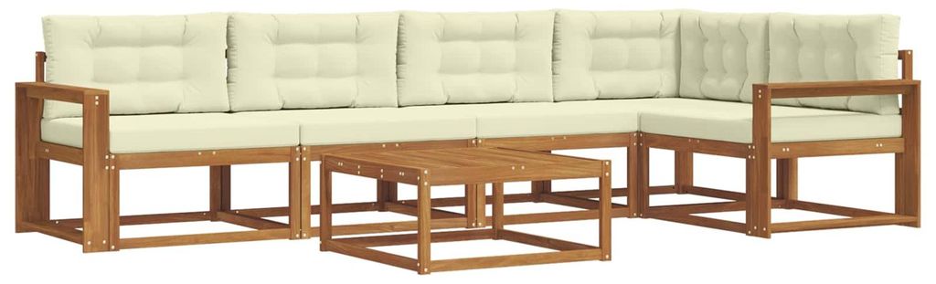 "Rabatt 2026"Outdoor-Sofa garnitur moderne - Balkonmöbel/Gartenlounge-Set - robust und langlebig - mit Kissen 6 pcs Natur und Creme - Gartensofas ...