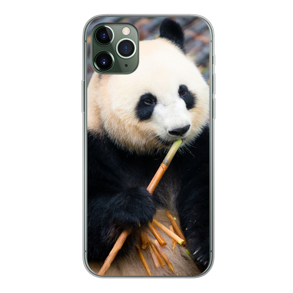 MuchoWow Handyhülle Schutzhülle Hülle für iPhone 11 Pro Max Großer Panda - Bambus - Blätter Silikon Softcase Handy Hülle - Schutz