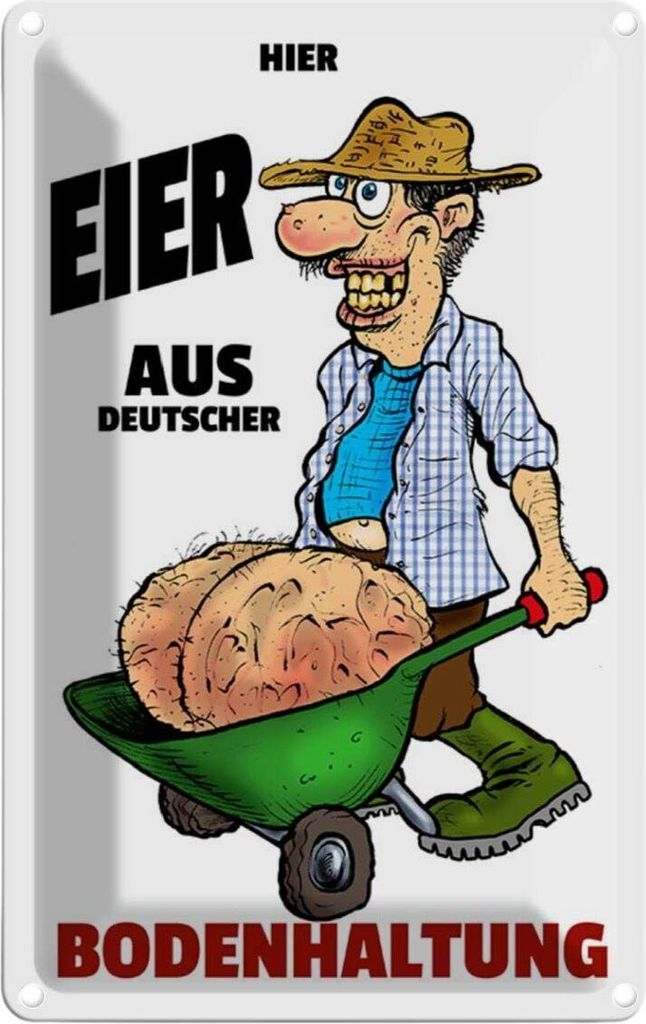 vianmo Blechschild 18x12 cm Hier Eier aus deuts. Bodenhaltung Dekoration Spruch Zitat