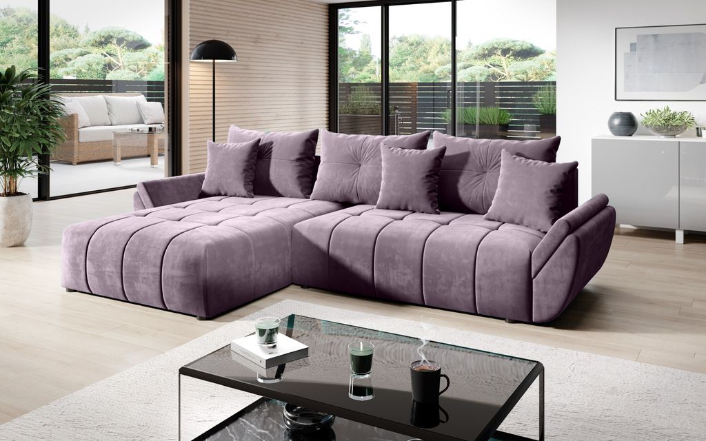 FurMeb BASIC 280x189 modern L Ecksofa mit Schlaffunktion, Produktbild 