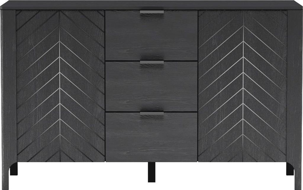 Wohnzimmer-Kommode 153 cm breit in schwarz mit 2 Türen & 3 Schubladen MAZARA-161