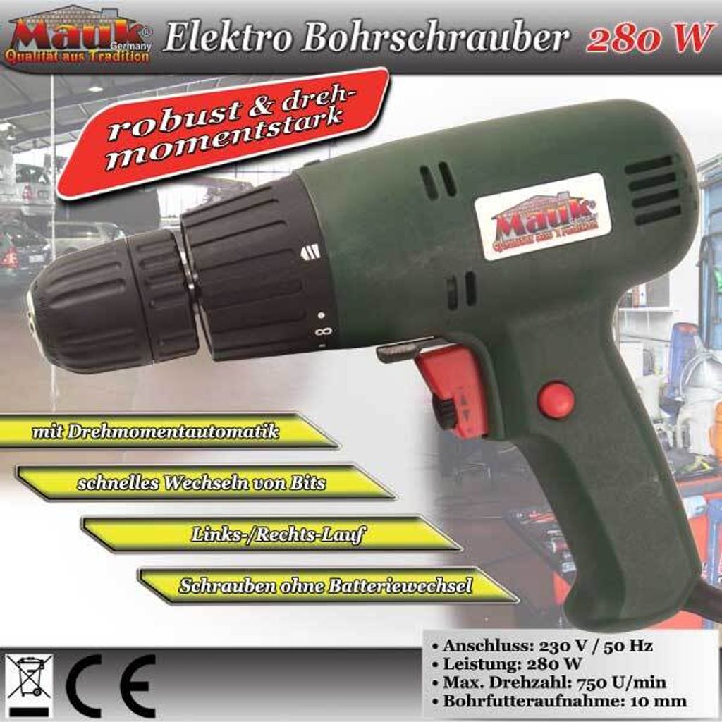 Elektro Bohr - Schrauber mit Drehmoment Automatik 280W Produktbild 
