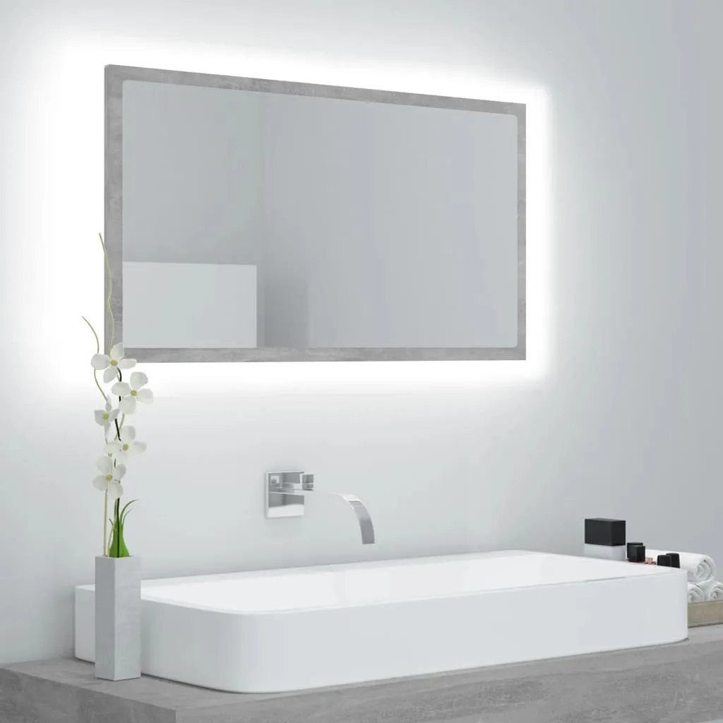 Specchio LED Grigio Cemento 80x37 cm | Trasforma il tuo Bagno in una Spa