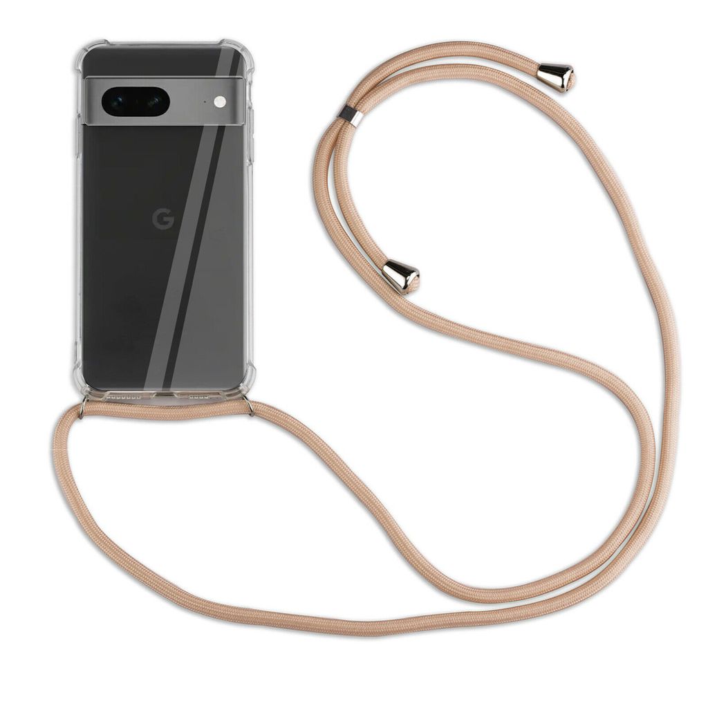 Handykette Für Google Pixel 8A Handyhülle mit Band Hülle Kordel Bumper Beige / Braun