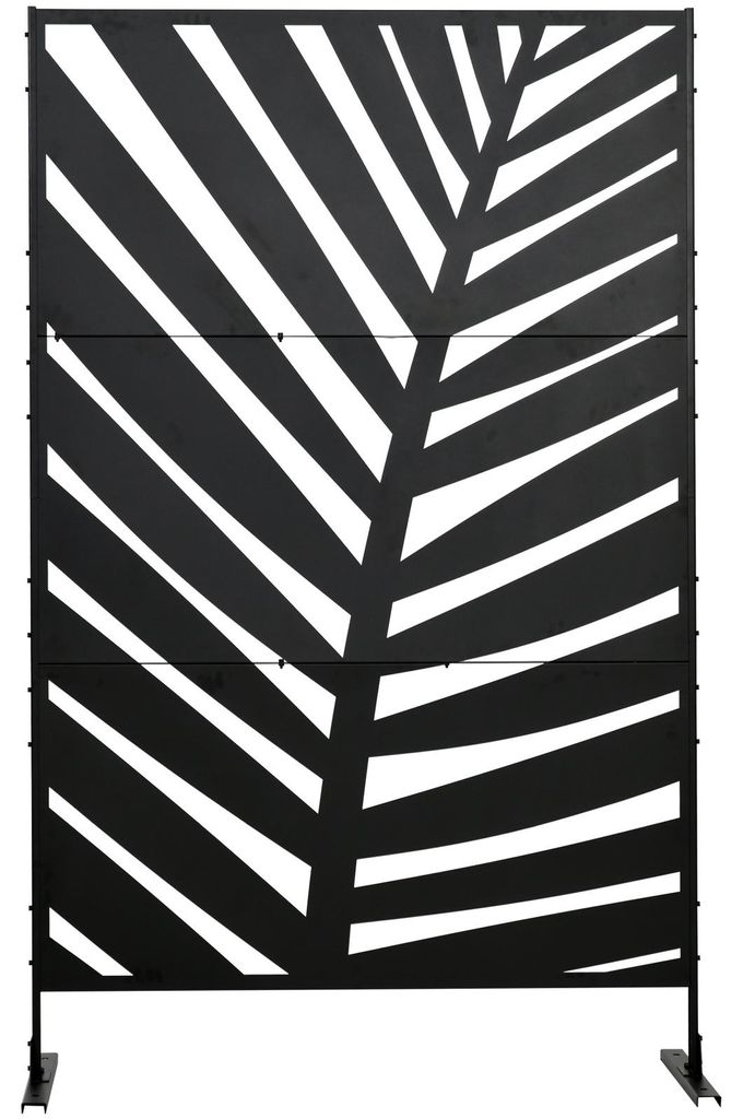 Outdoor-Sichtschutz, lackiert Stahlrahmen, Design: Palmblatt-Silhouette