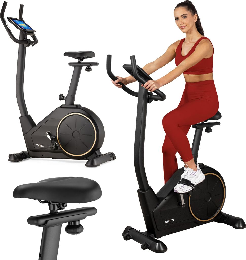 Gymtek Elektromagnetischer Heimtrainer,Fitnessbike - bis 135kg - 16 Widerstandsstufen, 9kg Schwungmasse - LCD Display - für Home Gym Fitness