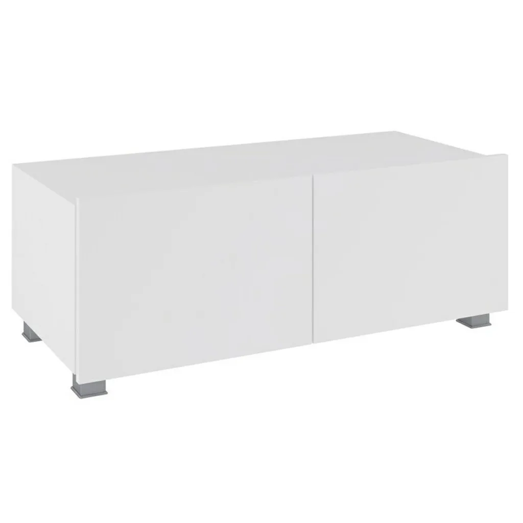 Tavolino per TV 100 cm CHEMUNG Bianco Lucido - Arredo Soggiorno Moderno