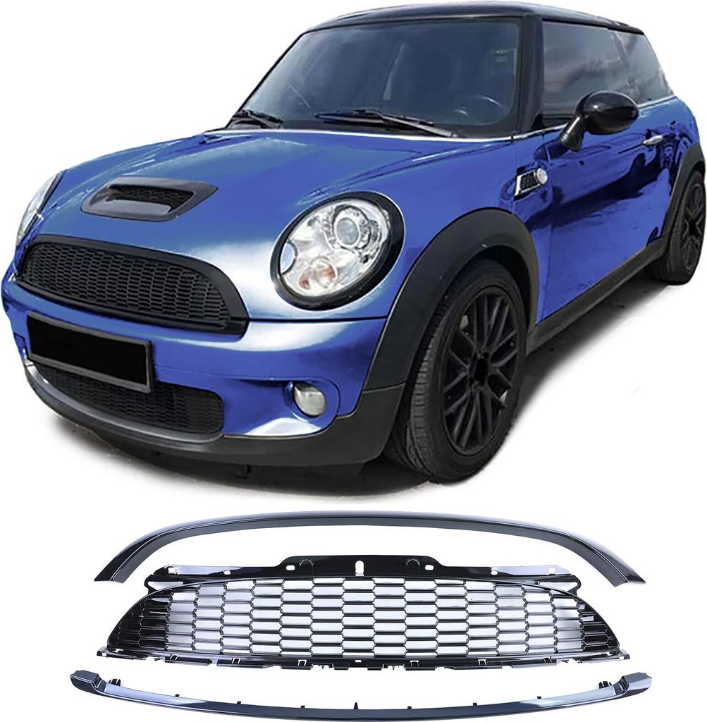 Kühlergrill Sportgrill Grill in Schwarz Glanz 3tlg Set für Mini Cooper R56