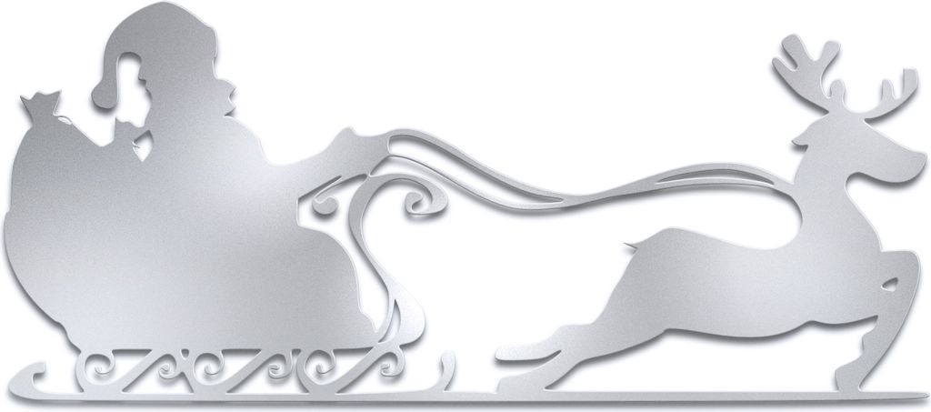 Weihnachtsschlitten Schild Weihnachtsdeko Gartendeko Innen Außen Deko 60 x 26cm, Farbe:Santa Silber