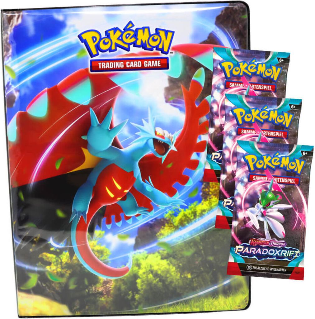 Pokemon Karten Karmesin & Purpur - Paradox Rift - 1 Mappe + 3 Booster Sammelkarten