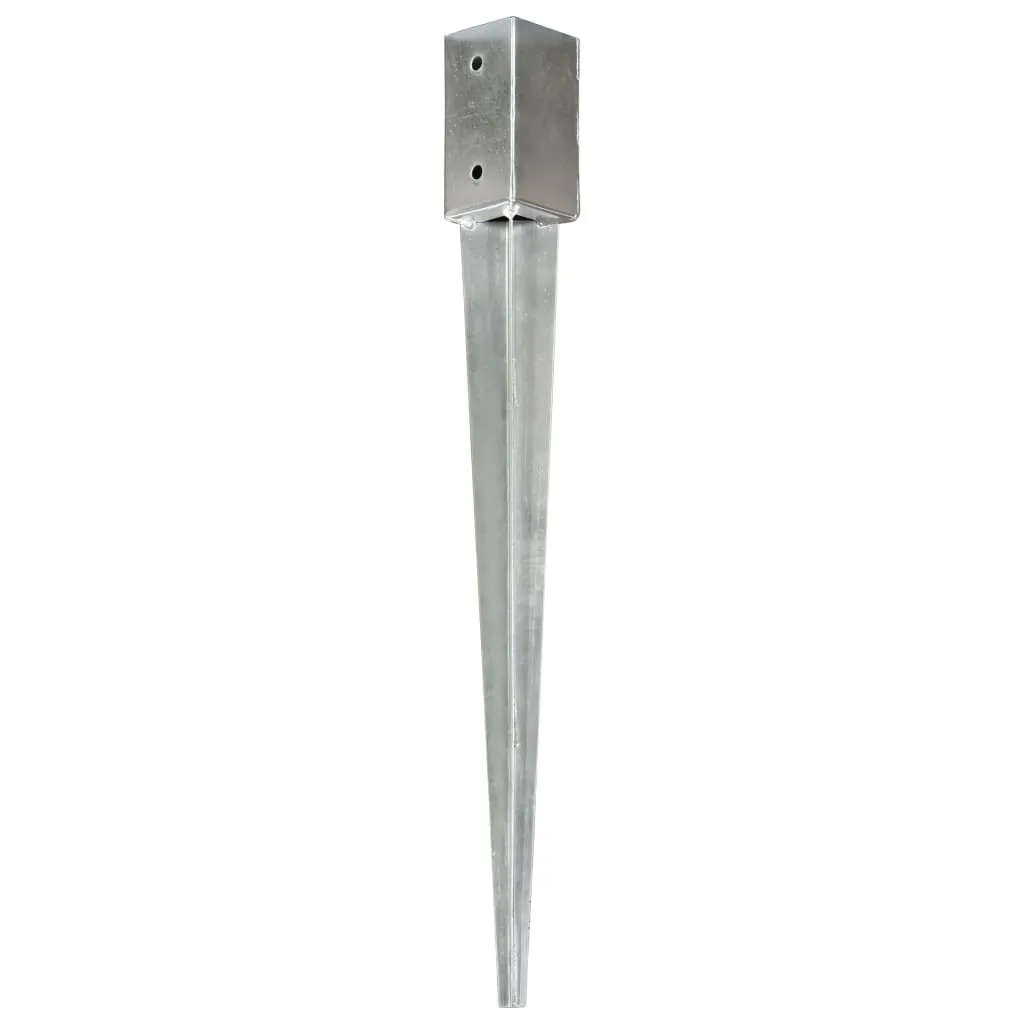 Lot de 6 supports pour fixation de clôture de jardin 7x7x75 cm Inox