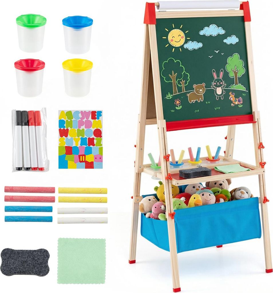 COSTWAY Kinder Tafel Holz, doppelseitige Spieltafel mit Produktbild 