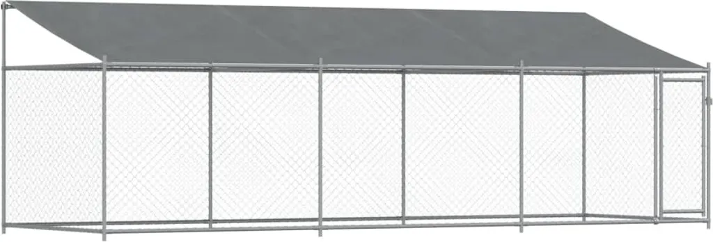 Grand parc extérieur pour chien 6x2 m, abri sécurisé avec toit et grillage