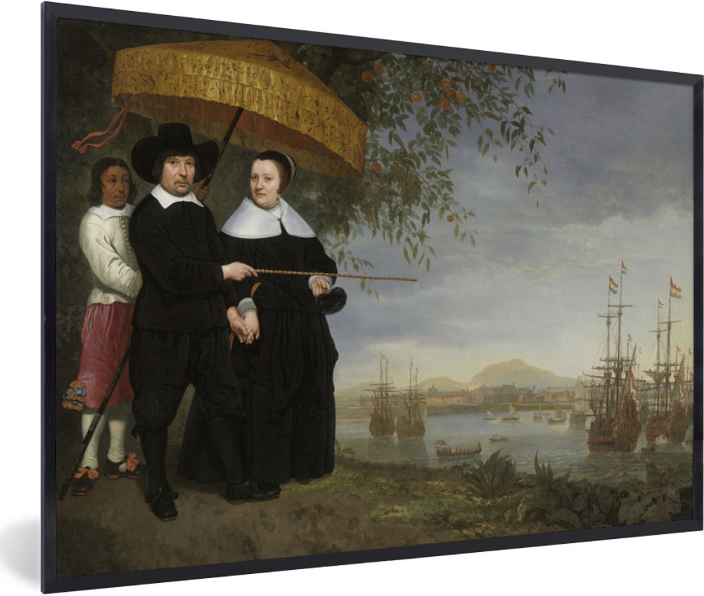 MuchoWow Gerahmtes Poster Ein Großkaufmann der VOC - Gemälde von Aelbert Cuyp 30x20 cm - Poster mit Schwarzem Bilderrahmen Wandposter Rahmen Fo...